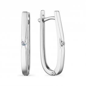 Серьги из белого золота АЛЬКОР 23684-200 с бриллиантом 23684-200 фото