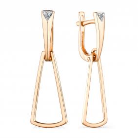 Золотые серьги АЛЬКОР 23685-100 с бриллиантом 23685-100 фото