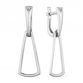 Серьги из белого золота АЛЬКОР 23685-200 с бриллиантом 23685-200 фото