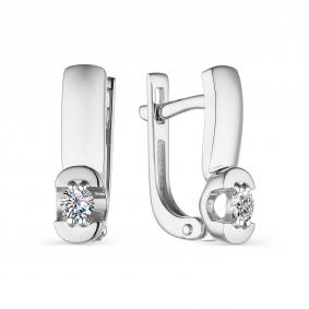 Серьги из белого золота АЛЬКОР 23689-200 с бриллиантом 23689-200 фото