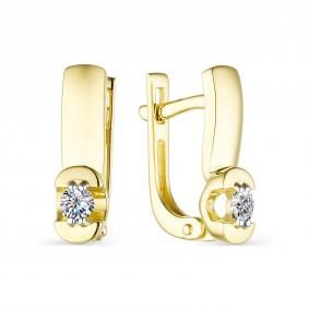 Золотые серьги АЛЬКОР 23689-300 с бриллиантом 23689-300 фото