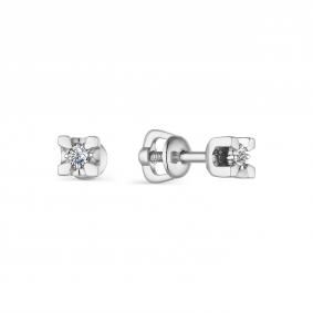 Серьги из белого золота АЛЬКОР 23694-200 с бриллиантом 23694-200 фото