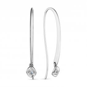 Серьги из белого золота АЛЬКОР 23709-200 с бриллиантом 23709-200 фото