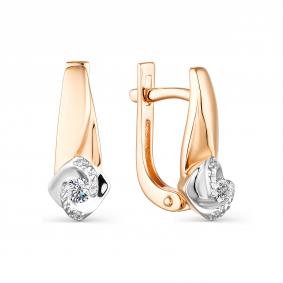 Золотые серьги АЛЬКОР 23710-100 с бриллиантом 23710-100 фото