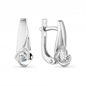 Серьги из белого золота АЛЬКОР 23710-200 с бриллиантом 23710-200 фото