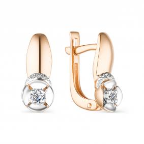 Золотые серьги АЛЬКОР 23711-100 с бриллиантом 23711-100 фото