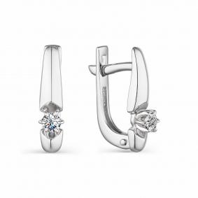Серьги из белого золота АЛЬКОР 23712-200 с бриллиантом 23712-200 фото