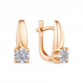 Золотые серьги АЛЬКОР 23714-100 с бриллиантом 23714-100 фото