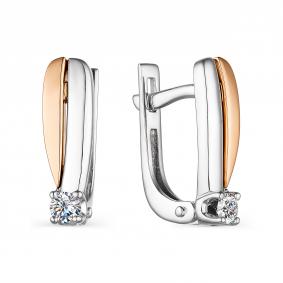 Золотые серьги АЛЬКОР 23716-700 с бриллиантом 23716-700 фото