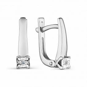 Серьги из белого золота АЛЬКОР 23720-200 с бриллиантом 23720-200 фото