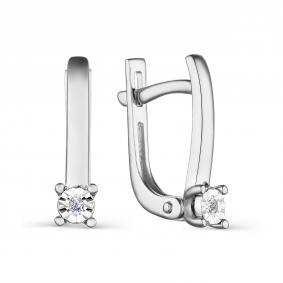 Серьги из белого золота АЛЬКОР 23721-200 с бриллиантом 23721-200 фото