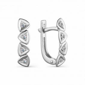 Серьги из белого золота АЛЬКОР 23722-200 с бриллиантом 23722-200 фото