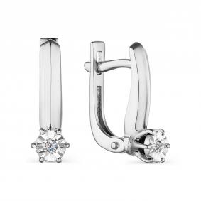 Серьги из белого золота АЛЬКОР 23725-200 с бриллиантом 23725-200 фото