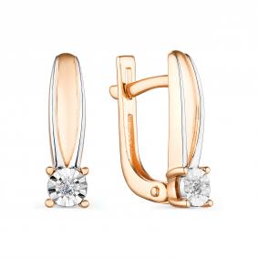 Золотые серьги АЛЬКОР 23726-100 с бриллиантом 23726-100 фото