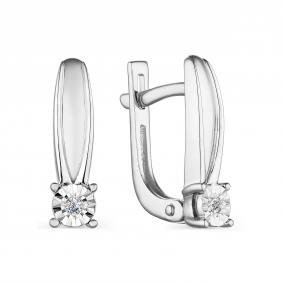 Серьги из белого золота АЛЬКОР 23726-200 с бриллиантом 23726-200 фото