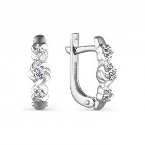 Серьги из белого золота АЛЬКОР 23733-200 с бриллиантом 23733-200 фото