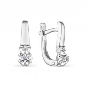 Серьги из белого золота АЛЬКОР 23734-200 с бриллиантом 23734-200 фото