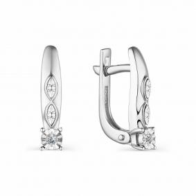 Серьги из белого золота АЛЬКОР 23741-200 с бриллиантом 23741-200 фото