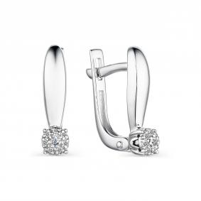Серьги из белого золота АЛЬКОР 23743-200 с бриллиантом 23743-200 фото