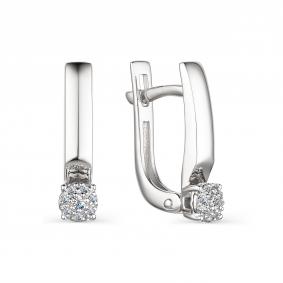 Серьги из белого золота АЛЬКОР 23744-200 с бриллиантом 23744-200 фото
