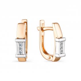 Золотые серьги АЛЬКОР 23758-100 с бриллиантом 23758-100 фото