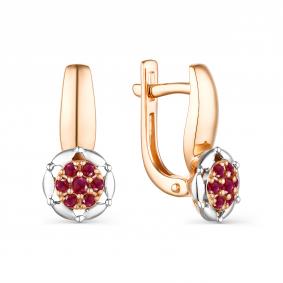 Золотые серьги АЛЬКОР 23759-103 с рубином 23759-103 фото