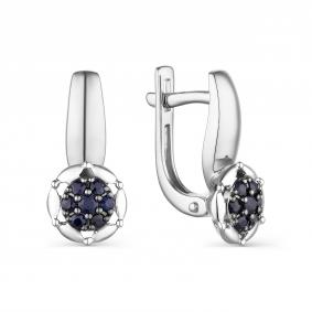 Серьги из белого золота АЛЬКОР 23759-202 с сапфиром 23759-202 фото