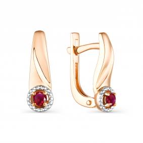 Золотые серьги АЛЬКОР 23762-103 с рубином 23762-103 фото