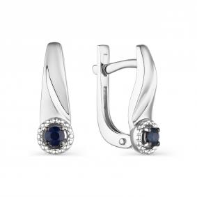 Серьги из белого золота АЛЬКОР 23762-202 с сапфиром 23762-202 фото