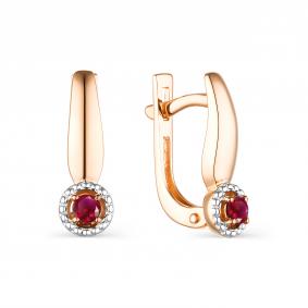 Золотые серьги АЛЬКОР 23763-103 с рубином 23763-103 фото