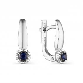 Серьги из белого золота АЛЬКОР 23763-202 с сапфиром 23763-202 фото