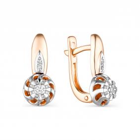 Золотые серьги АЛЬКОР 23764-100 с бриллиантом 23764-100 фото