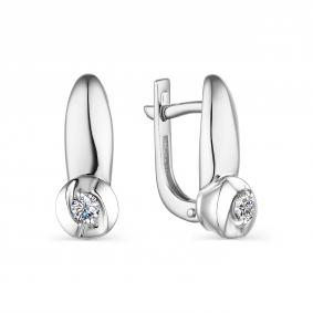 Серьги из белого золота АЛЬКОР 23775-200 с бриллиантом 23775-200 фото