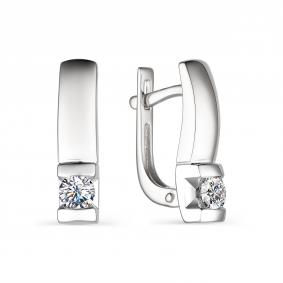 Серьги из белого золота АЛЬКОР 23779-200 с бриллиантом 23779-200 фото