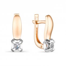 Золотые серьги АЛЬКОР 23780-100 с бриллиантом 23780-100 фото