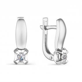 Серьги из белого золота АЛЬКОР 23780-200 с бриллиантом 23780-200 фото