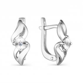 Серьги из белого золота АЛЬКОР 23782-200 с бриллиантом 23782-200 фото