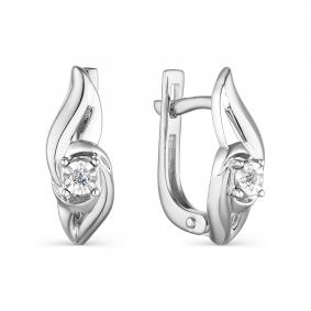 Серьги из белого золота АЛЬКОР 23786-200 с бриллиантом 23786-200 фото