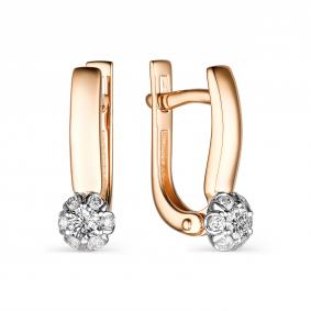 Золотые серьги АЛЬКОР 23787-100 с бриллиантом 23787-100 фото