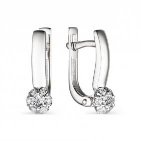 Серьги из белого золота АЛЬКОР 23787-200 с бриллиантом 23787-200 фото
