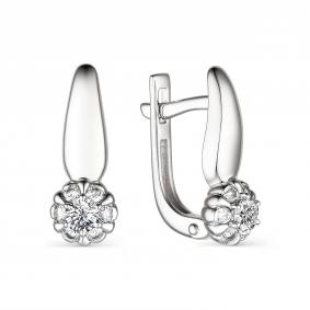 Серьги из белого золота АЛЬКОР 23788-200 с бриллиантом 23788-200 фото