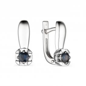 Серьги из белого золота АЛЬКОР 23792-202 с сапфиром 23792-202 фото