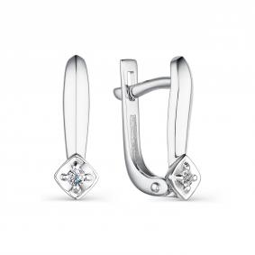 Серьги из белого золота АЛЬКОР 23796-200 с бриллиантом 23796-200 фото