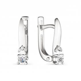 Серьги из белого золота АЛЬКОР 23799-200 с бриллиантом 23799-200 фото