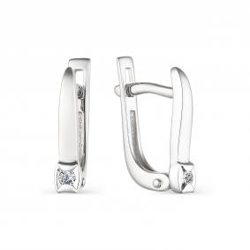 Серьги из белого золота АЛЬКОР 23800-200 с бриллиантом 23800-200 фото