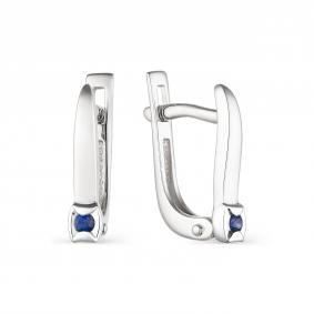 Серьги из белого золота АЛЬКОР 23800-202 с сапфиром 23800-202 фото