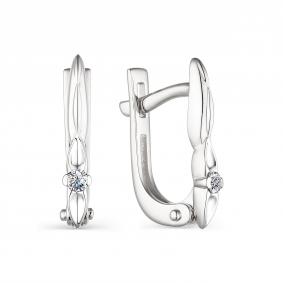 Серьги из белого золота АЛЬКОР 23801-200 с бриллиантом 23801-200 фото