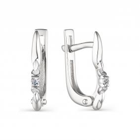 Серьги из белого золота АЛЬКОР 23802-200 с бриллиантом 23802-200 фото