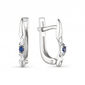 Серьги из белого золота АЛЬКОР 23802-202 с сапфиром 23802-202 фото
