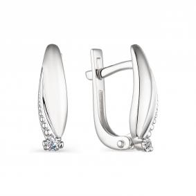 Серьги из белого золота АЛЬКОР 23803-200 с бриллиантом 23803-200 фото